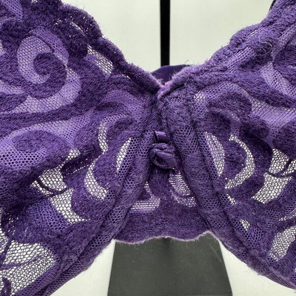 Cacique 42DDD Underwire purple Lace Bra French Coverage - Picture 4 of 7